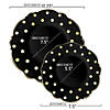 10.25" Black with Gold Dots Round Blossom Disposable Plastic Dinner Plates (50 Plates) Image 2