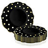 10.25" Black with Gold Dots Round Blossom Disposable Plastic Dinner Plates (50 Plates) Image 3