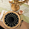 10.25" Black with Gold Dots Round Blossom Disposable Plastic Dinner Plates (50 Plates) Image 4