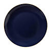 10.25" Navy with Gold Rim Organic Round Disposable Plastic Dinner Plates (40 Plates) Image 1