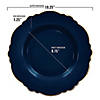 10.25" Navy with Gold Rim Round Blossom Disposable Plastic Dinner Plates (120 Plates) Image 2