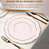 10.25" Pink with Gold Rim Round Blossom Disposable Plastic Dinner Plates (50 Plates) Image 4