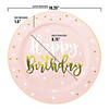 10.25" Pink with White and Gold Birthday Round Disposable Plastic Dinner Plates (120 Plates) Image 2