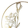 10.25" White with Gold Antique Floral Round Disposable Plastic Dinner Plates (40 Plates) Image 1