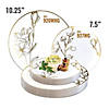 10.25" White with Gold Antique Floral Round Disposable Plastic Dinner Plates (40 Plates) Image 3