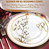 10.25" White with Gold Antique Floral Round Disposable Plastic Dinner Plates (40 Plates) Image 4