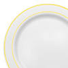 10.25" White with Gold Edge Rim Plastic Dinner Plates (50 Plates) Image 1