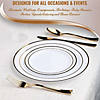 10.25" White with Gold Edge Rim Plastic Dinner Plates (50 Plates) Image 4
