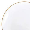 10.25" White with Gold Rim Organic Round Disposable Plastic Dinner Plates (40 Plates) Image 1