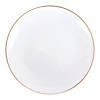 10.25" White with Gold Rim Organic Round Disposable Plastic Dinner Plates (40 Plates) Image 1