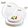 10.25" White with Gold Rim Organic Round Disposable Plastic Dinner Plates (40 Plates) Image 3