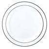 10.25" White with Silver Edge Rim Plastic Dinner Plates (120 Plates) Image 1