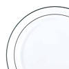 10.25" White with Silver Edge Rim Plastic Dinner Plates (50 Plates) Image 1