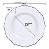 10.25" White with Silver Rim Round Blossom Disposable Plastic Dinner Plates (50 Plates) Image 2