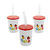 10 oz. Elementary Graduation Reusable BPA-Free Plastic Cups with Lids & Straws - 12 Ct. Image 1