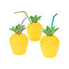 10 oz. Pineapple Reusable BPA-Free Plastic Cups with Lids - 12 Ct. Image 1