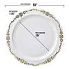 10" White with Gold Vintage Rim Round Disposable Plastic Dinner Plates (50 Plates) Image 2