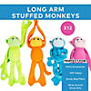 10" x 13" Bright Solid Color Long Arm Stuffed Monkeys - 12 Pc. Image 1
