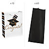 10" x 13" Large Black & Gold Graduation Paper Gift Bags with Tag & Tissue Paper Kit for 12 Image 1