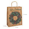 10" x 4 1/2" x 12 3/4" Large Holiday Wreath Kraft Paper Gift Bags - 12 Pc. Image 1
