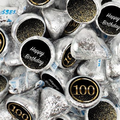 100 Pcs 100th Birthday Candy Chocolate Party Favor Hershey's Kisses Bulk (1lb) Image 1