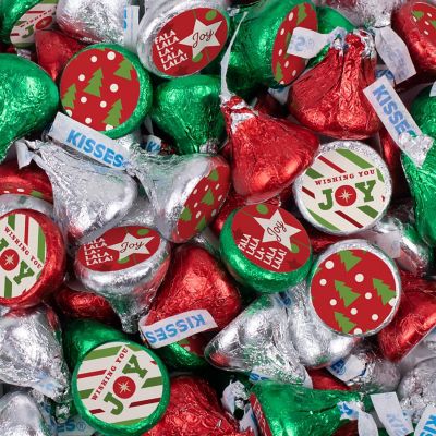 100 Pcs Christmas Candy Chocolate Hershey's Kisses Bulk (1lb) - Joy Image 1