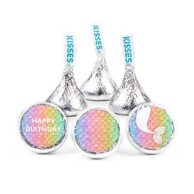 100 Pcs Mermaid Kid's Birthday Candy Party Favors Hershey's Kisses Milk Chocolate (1lb, Approx. 100 Pcs) - No Assembly Required - By Just Candy Image 1