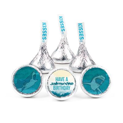 100 Pcs Shark Birthday Candy Party Favors Hershey's Kisses Milk Chocolate (1lb, Approx. 100 Pcs) - No Assembly Required - By Just Candy Image 1