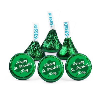 100 Pcs St. Patrick's Day Candy Hershey's Kisses Milk Chocolate (1lb, Approx. 100 Pcs)  - By Just Candy Image 1