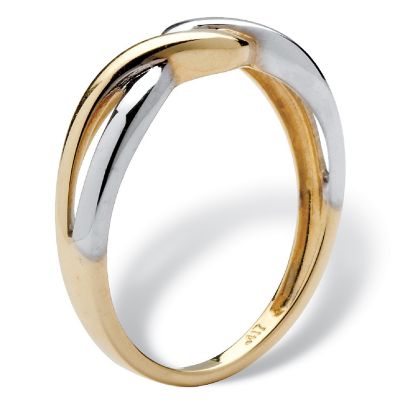 10k Yellow Gold Two-Tone Twist Ring Size 6 Image 1