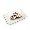 11" x 16" White Rectangular with Groove Rim Plastic Serving Trays (12 Trays) Image 1