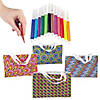 11" x 7" Color Your Own Medium Doodle Canvas Tote Bags with Markers for 12 Image 1