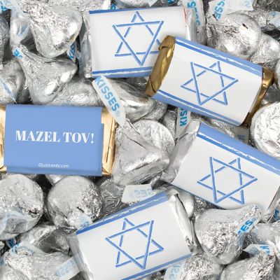 116 Pcs Bar Mitzvah Candy Party Favors Hershey's Miniatures & Kisses - Mazel Tov Image 1