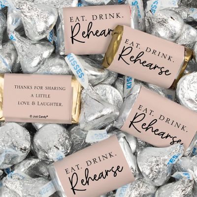 116 Pcs Wedding Rehearsal Dinner Candy Favors Miniatures Chocolate & Kisses (1.50 lbs) - Blush Image 1