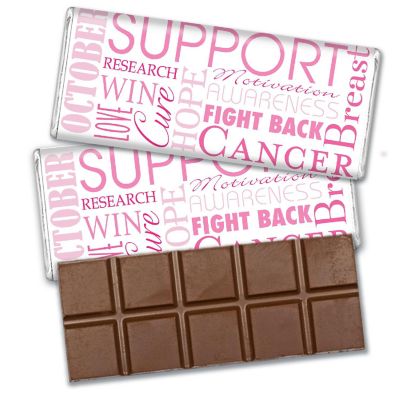 12 Pcs Breast Cancer Awareness Candy Gifts in Bulk Belgian Chocolate Bars - Word Cloud Image 1