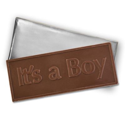 12 Pcs Embossed It's a Boy Belgian Milk Chocolate Bars - DIY Candy Party Favors Image 1