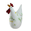 12" White  Soft Green  and Yellow Floral Rooster Chicken Spring Decoration Image 1