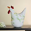 12" White  Soft Green  and Yellow Floral Rooster Chicken Spring Decoration Image 2