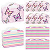 12" x 10 1/2" Large Butterfly & Pastel Stripe Cardstock Gift Bags with Cutout Handles - 12 Pc. Image 1