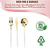 120 Pc. Gold with White Handle Moderno Disposable Plastic Cutlery Set - Spoons, Forks and Knives (40 Guests) Image 2