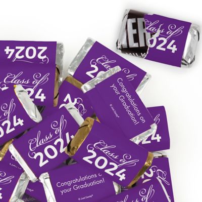 123 Pcs Purple Graduation Candy Party Favors Class of 2024 Hershey's Miniatures Chocolate (Approx. 123 Pcs) Image 1
