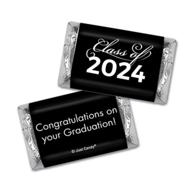 12ct Black Graduation Candy Party Favors Class of 2024 Wrapped Chocolate Bars by Just Candy Image 1