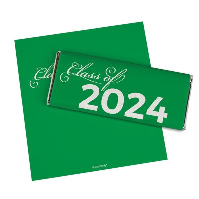 12ct Green Graduation Candy Party Favors Class of 2024 Wrapped Chocolate Bars by Just Candy Image 1