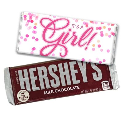 12ct It's a Girl Baby Shower Candy Party Favors Hershey's Chocolate Bars by Just Candy Image 1