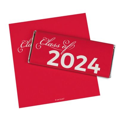 12ct Red Graduation Candy Party Favors Class of 2024 Hershey's Chocolate Bars by Just Candy Image 1