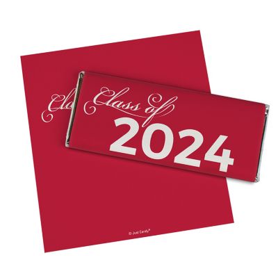 12ct Red Graduation Candy Party Favors Class of 2024 Wrapped Chocolate Bars by Just Candy Image 1