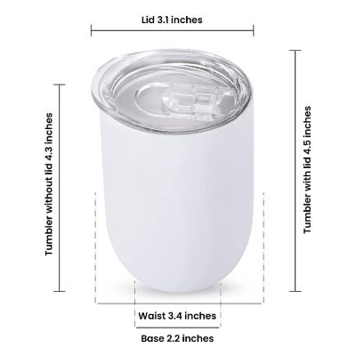 12Oz Stright Wine Sublimation Blank Tumbler, Stainless Steel Insulated Travel Tumbler with Splash Proof Lid, 25 pc Image 2