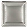 13" Silver Square Edge Beaded Disposable Paper Charger Plates (50 Plates) Image 1