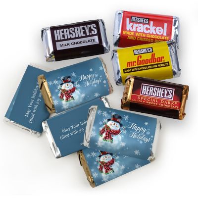 131 Pcs Christmas Candy Chocolate Party Favors Hershey's Miniatures & Red, Green & Silver Kisses (1.65 lbs, Approx. 131 Pcs) - Jolly Snowman Image 1