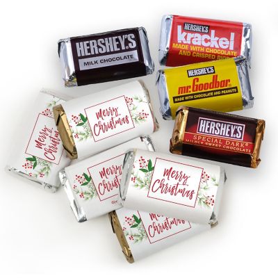 131 Pcs Christmas Candy Chocolate Party Favors Hershey's Miniatures & Red, Green & Silver Kisses (1.65 lbs, Approx. 131 Pcs) - Merry Berry Image 1